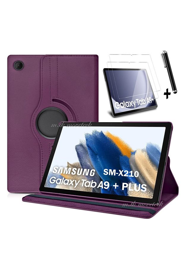 Samsung Galaxy Tab A9 Plus 11 Inç Uyumlu Kılıf 360 Dönebilen Standlı Kapak Ekran Koruyucu Sm-x210 - 1