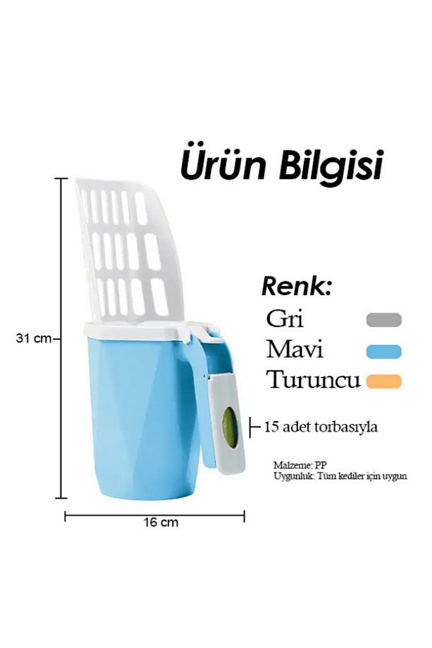 Yeni Nesil Elekli Poşet Hazneli Kedi Kumu Küreği - 1