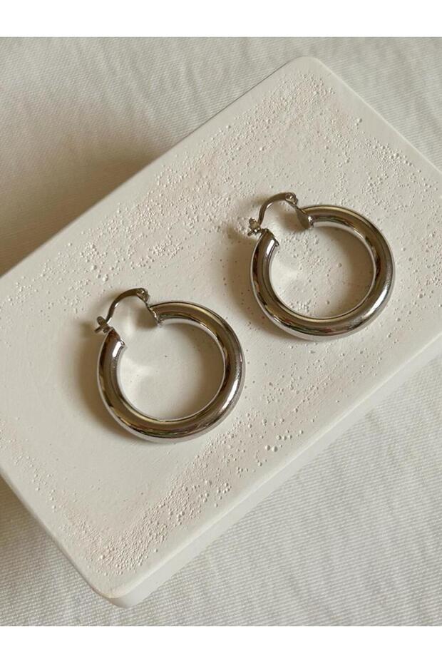 Silver Basic Halka Küpe - 3