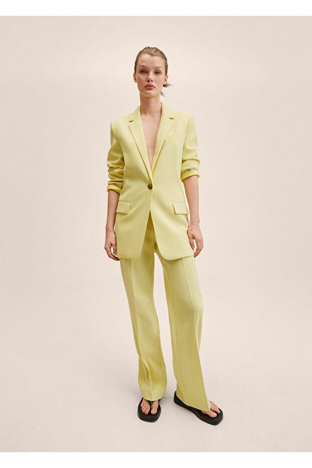 Kadın Pastel Sarı Pantolon - 7