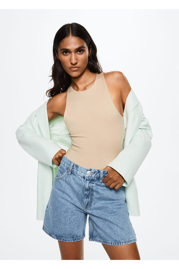 Kadın Donuk Mavi Şort & Bermuda - 2