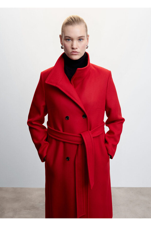 Czerwony płaszcz damski - 9