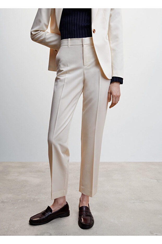 Pantaloni ecru de damă - 2