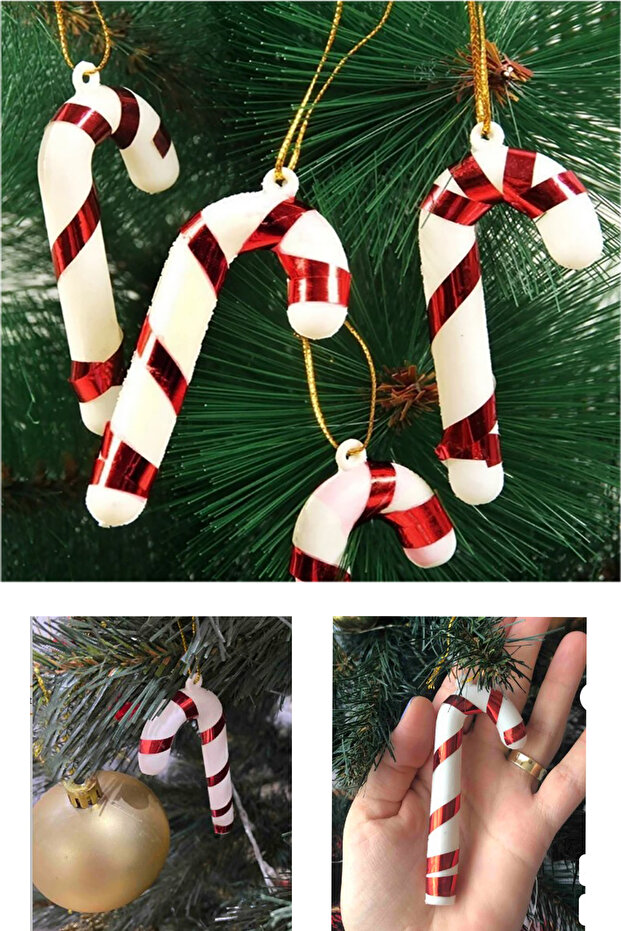 6-Piece Christmas Tree Ornament Cane Red Candy Cane Tree Ornament New Year Tree Ornaments