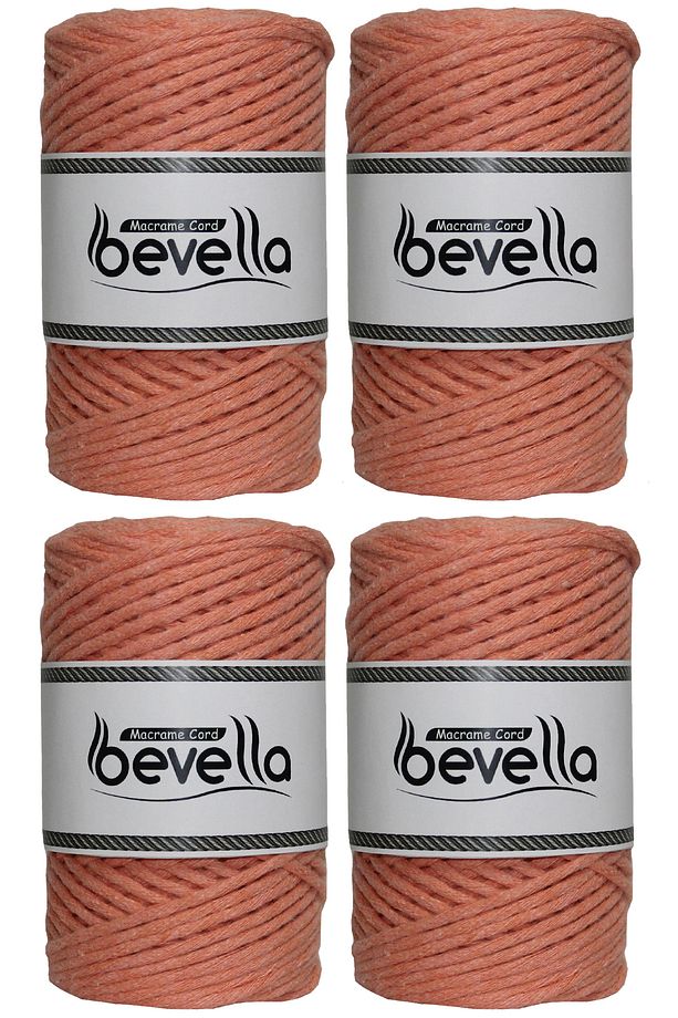 Taranan Makrome İpi Tek Büküm Taranabilir 3 mm ip Pamuk Makrome ipleri 1 kg (4X250 gr) - 1