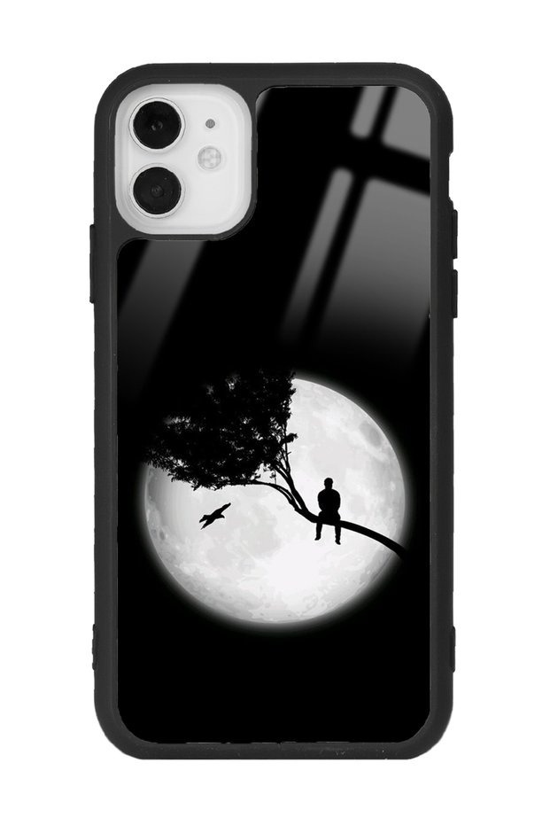 غطاء هاتف لامع بتصميم منظر القمر لهاتف iPhone 11