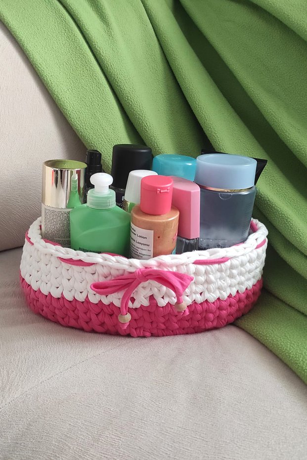 Decorative Combed Cotton Handmade Bathroom and Multi-Purpose Organizer Basket