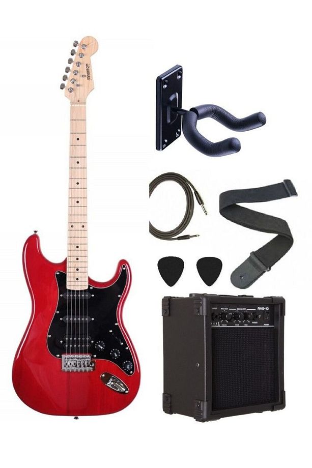 MEG-3TRD Trans Red Burst Elektro Gitar Set - 1