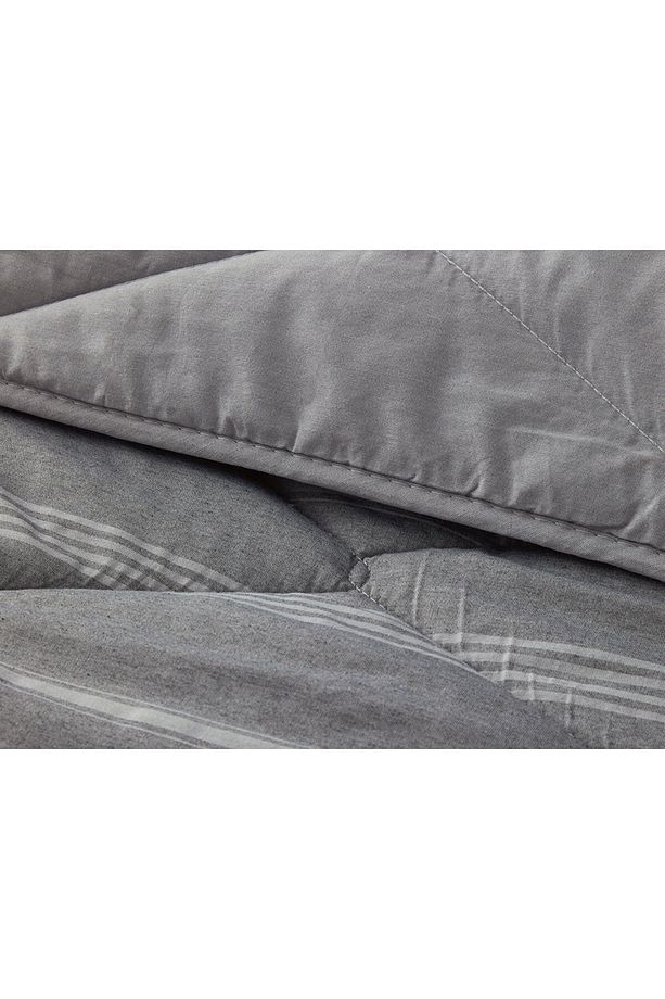Modern Stripe Polycotton Tek Kişilik Uyku Seti Antrasit - 5