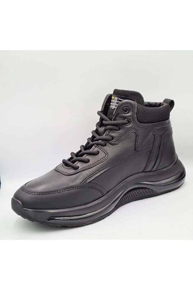 16490 Siyah Hakiki Deri Erkek Bilekli Sneaker Ayakkabı Bot - 3