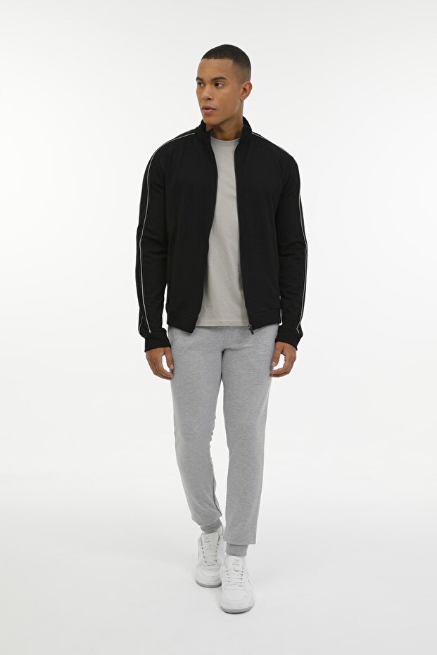 ME MIKKEL 18ED32 3PR Siyah Erkek Eşofman Üstü - 6