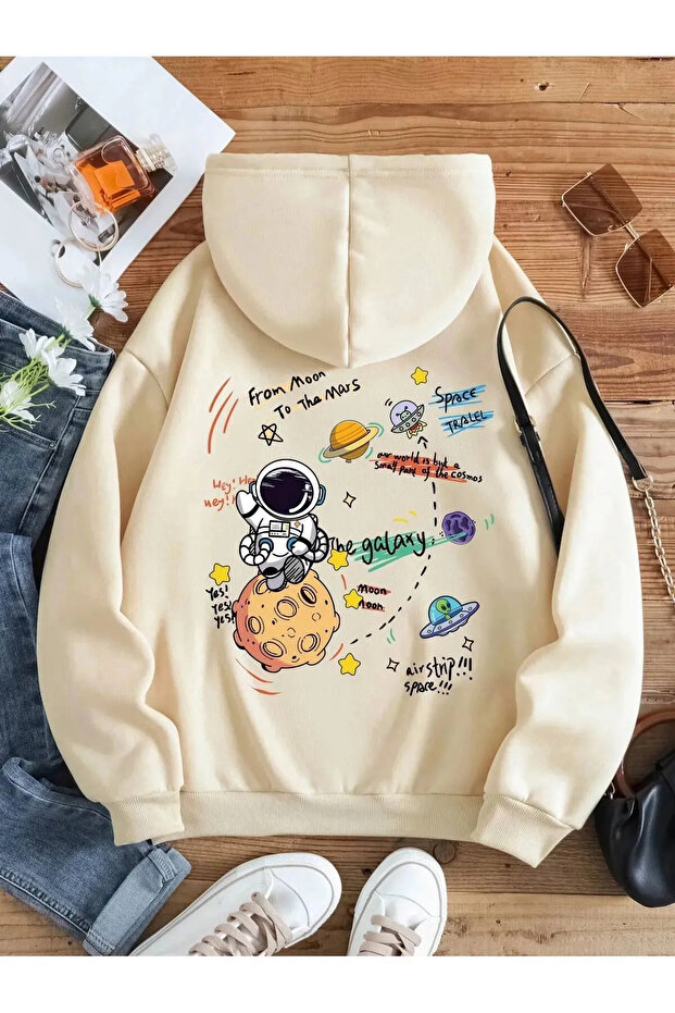 Unisex Galaxy Printed Hooded Oversize Sweatshirt Hoodie