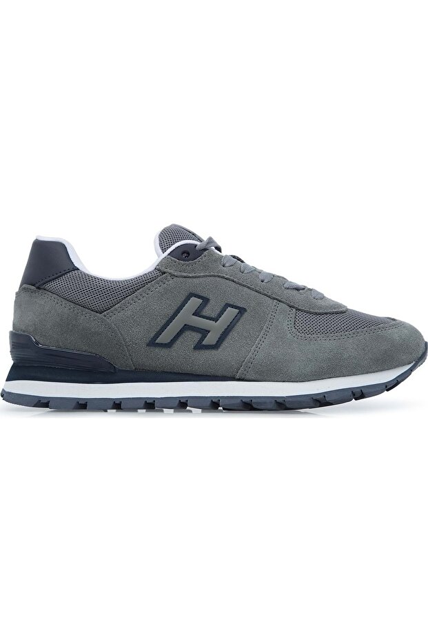 Men's Gray Genuine Leather Casual Sports Shoes