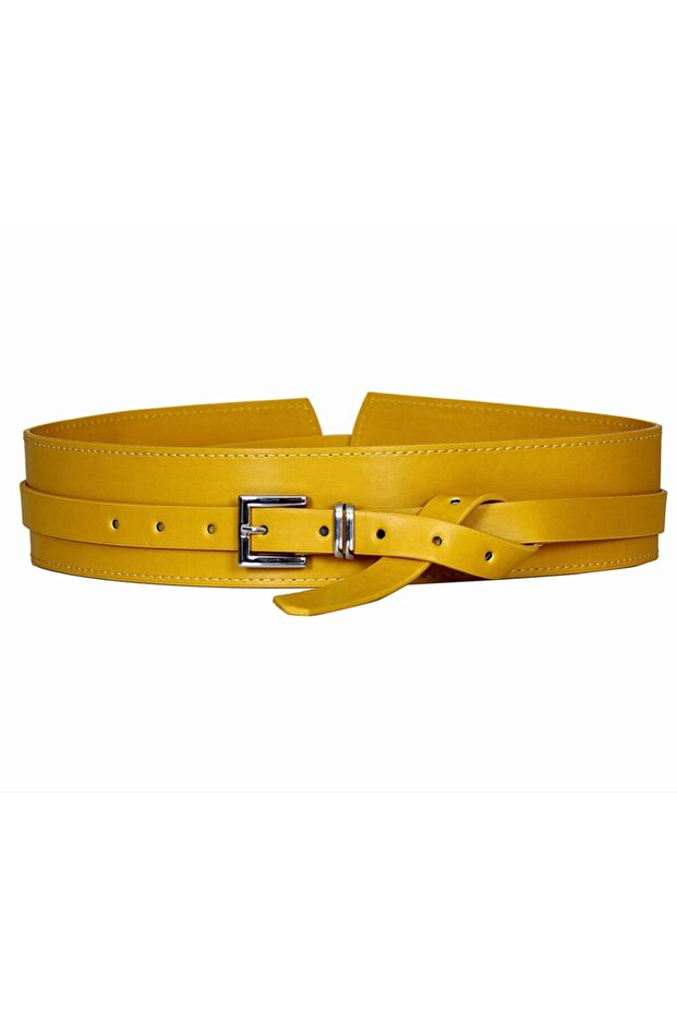 Kadın Hardal Sarı Sarmal Kemer - 1