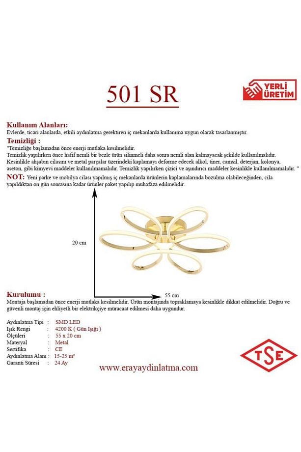 501 Sarı Led Avize - 4
