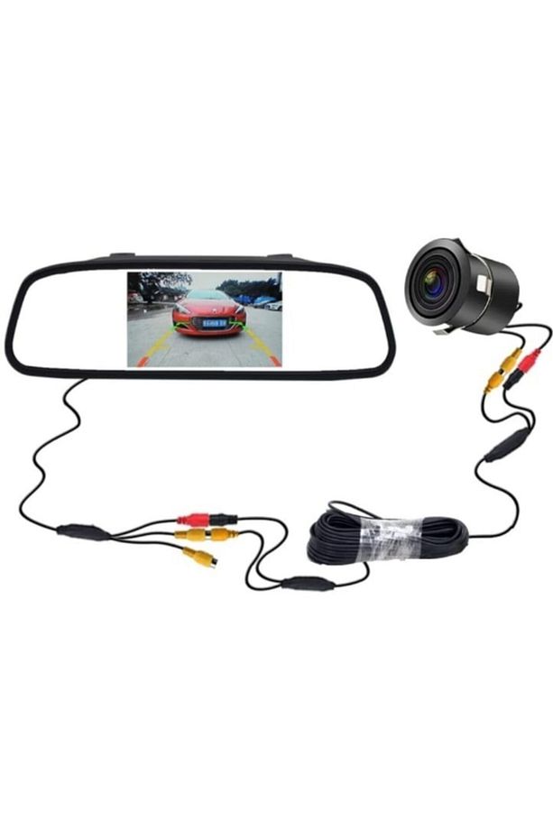 Kameralı Park Sensörü 4.3 '' Ayna Ekranlı Beyaz Sensör Full Set - 2