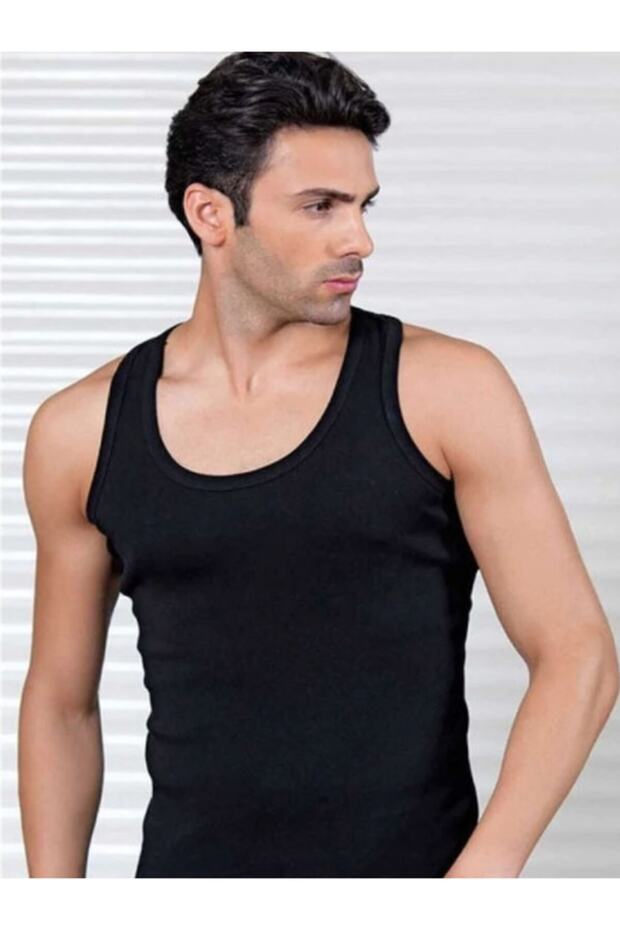 قميص داخلي أسود للرجال 2 حزمة - 1