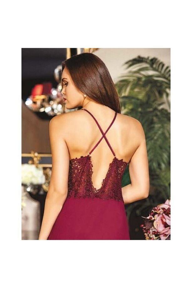 Kadın Bordo Penye Dantelli Kısa Altılı Set Takım - 5