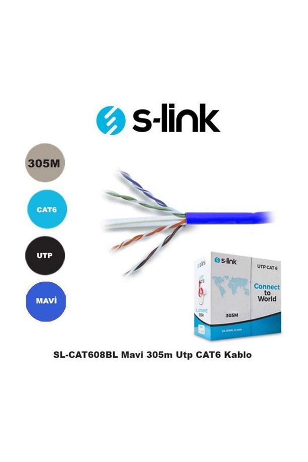 SL-CAT608BL CAT6 305 Metre 24 AWG UTP Mavi Kablo - 1
