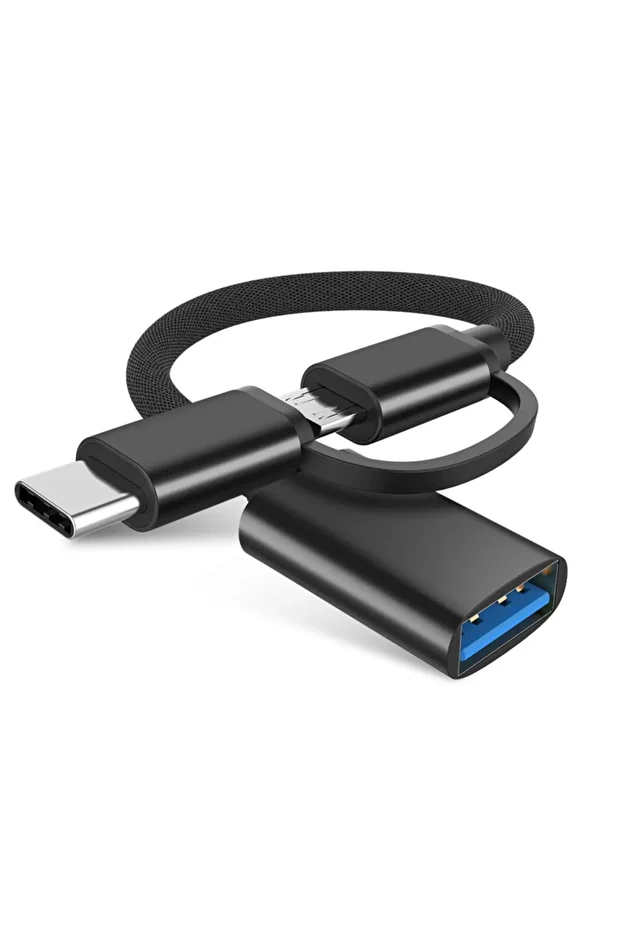2in1 Type C To Micro Usb 3.0 Otg Adaptör - Siyah Al2598 - 1