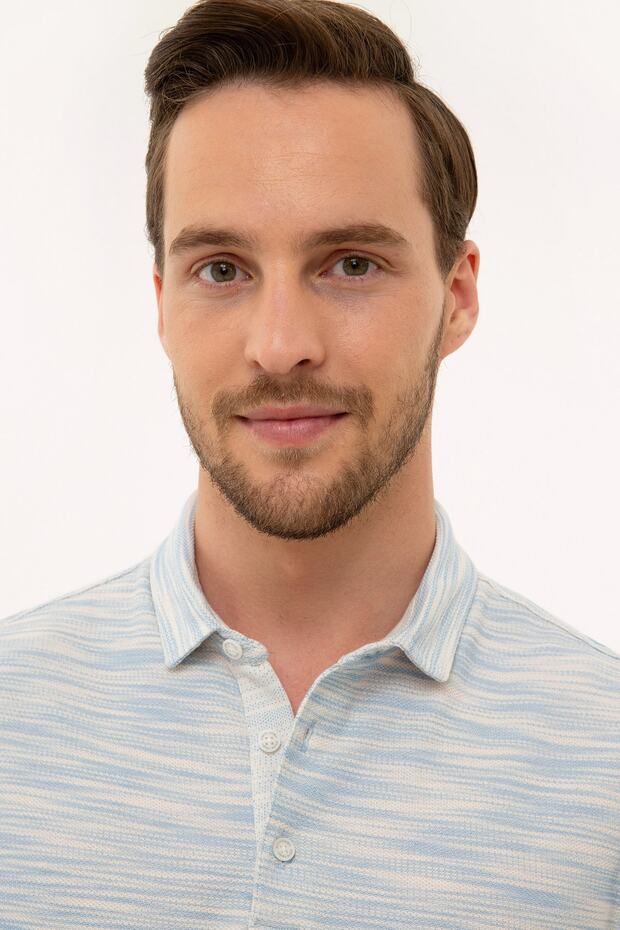 Blue Slim Fit Polo Neck T-Shirt