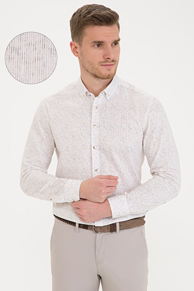 Beige Slim Fit Shirt