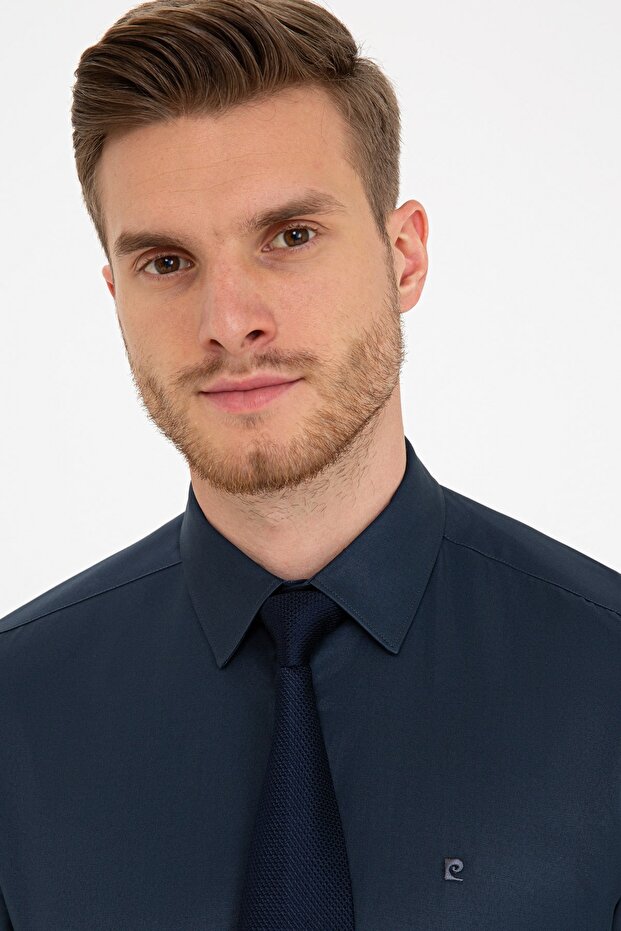 Lacivert Slim Fit Basic Gömlek - 2