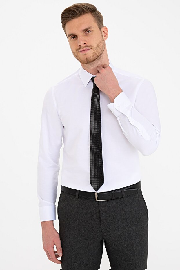 Beyaz Slim Fit Basic Gömlek - 1