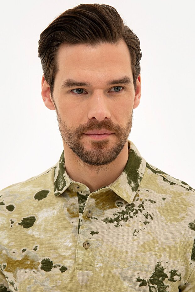 Light Khaki Slim Fit Polo Neck T-Shirt