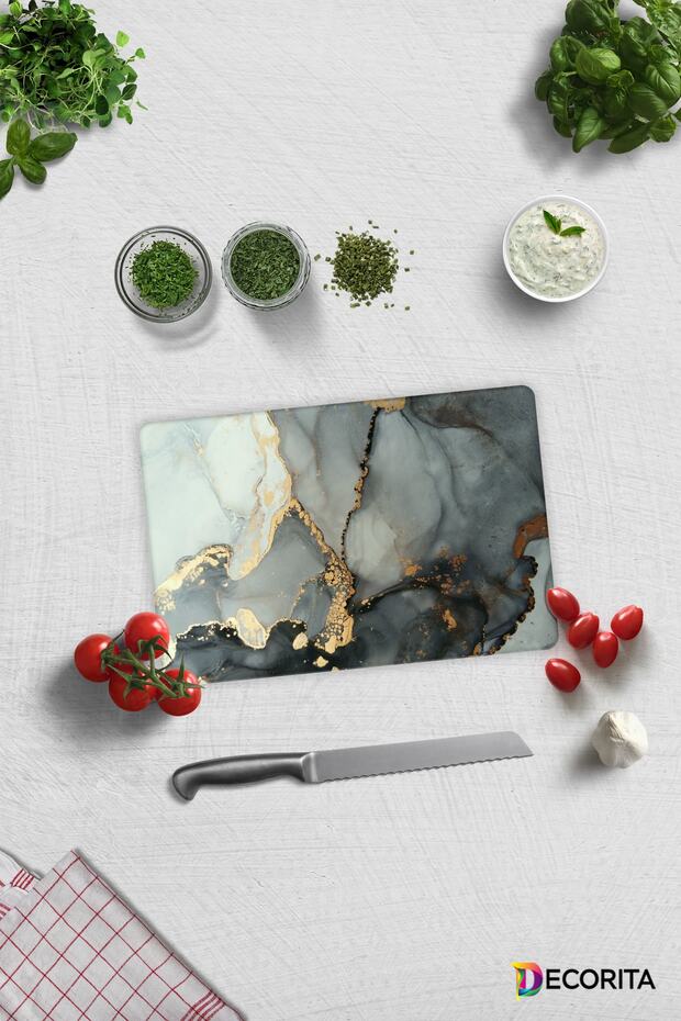 Stark Marble Look | Glass Cutting Board - Glass Cutting Board | 20cm X 30cm