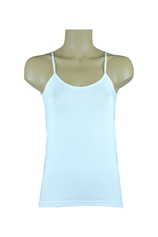 قميص داخلي ثلاثي من الليكرا الأبيض بحبل من الساتان - 1