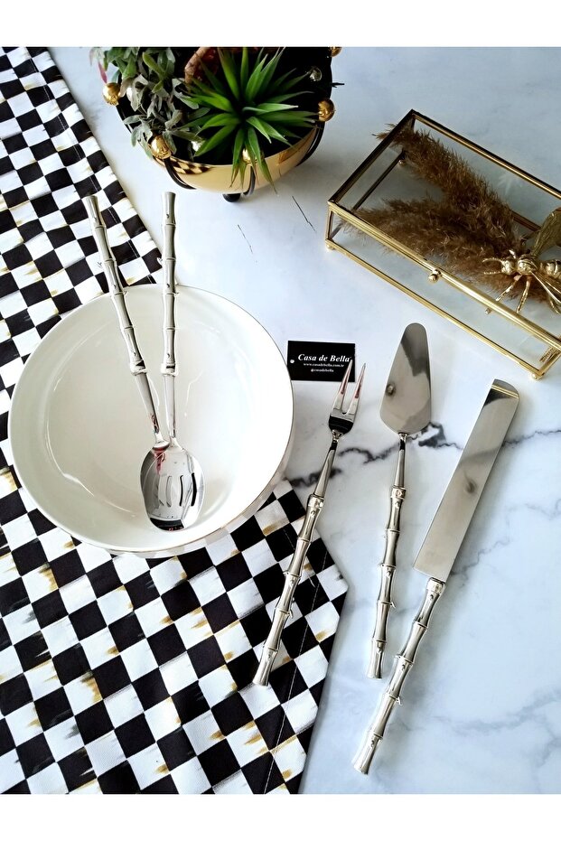 Bambu Görünümlü 5 Parça Çelik Servis Seti - 2