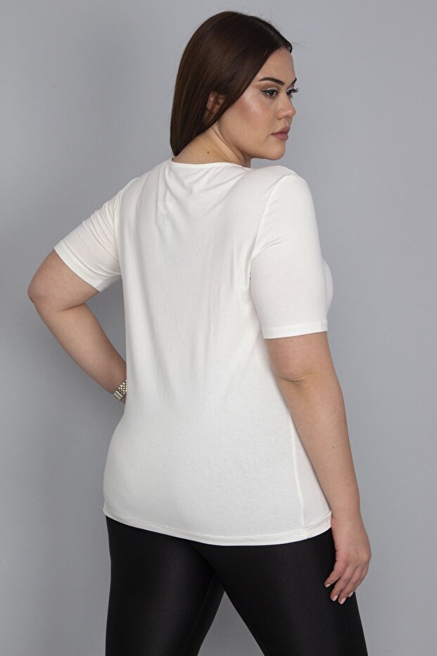 Women's Large Size Bone Collar Chiffon Scarf Viscose Blouse 65n23797 - 2