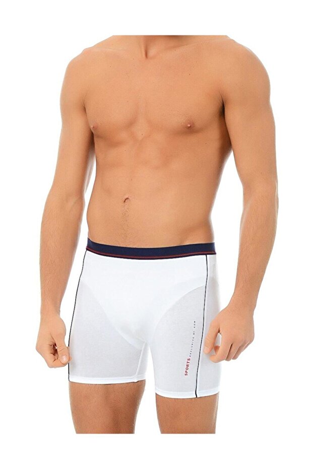 Men's White Sports Koton Modal Long Leg Boxers