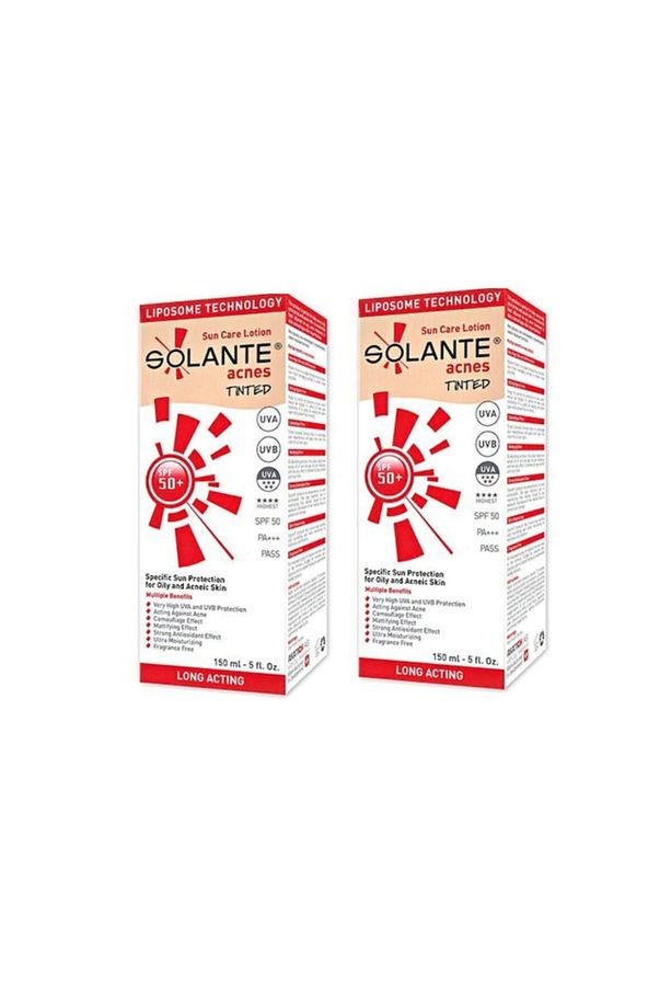 Acnes Tinted Losyon Spf 50+ 150 Ml X2 Adet -akneli Ciltler Için Yağsız Renkli Güneş Koruyucu Losyon - 1
