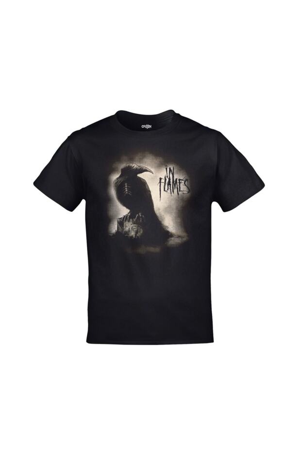 In Flames Printed Unisex Black Tshirt