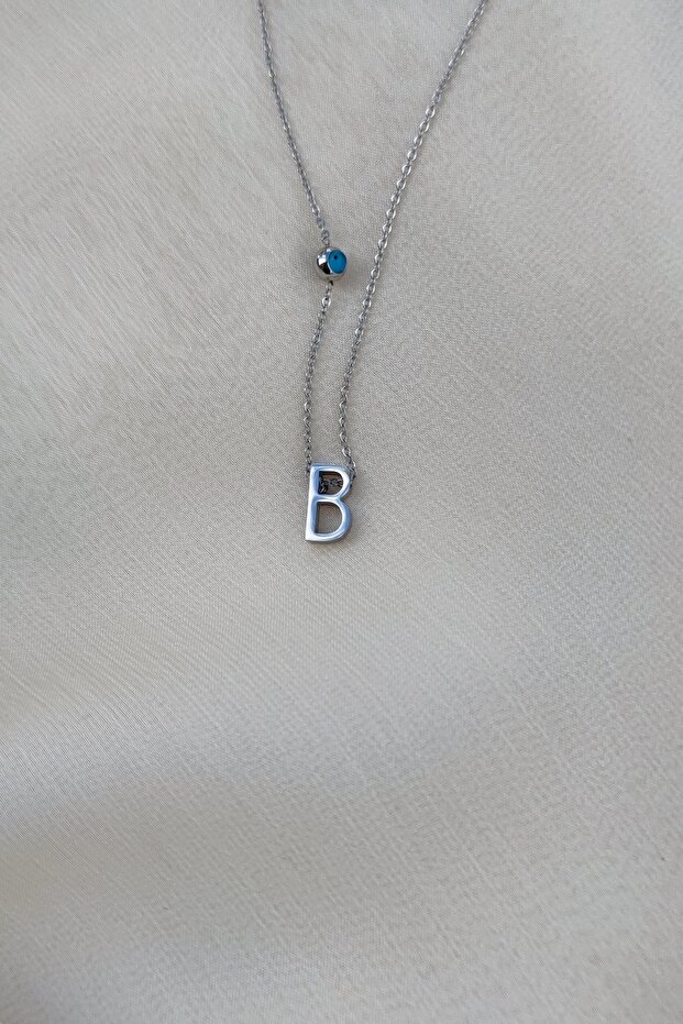 Çelik harf kolye - B - 1