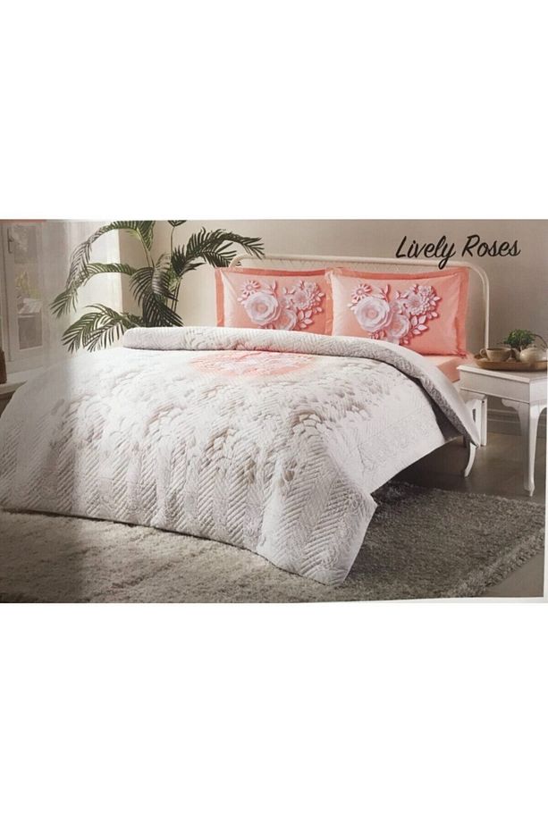 Lively Roses Tek Kişilik Kapitoneli Nevresim Takımı Somon - 1