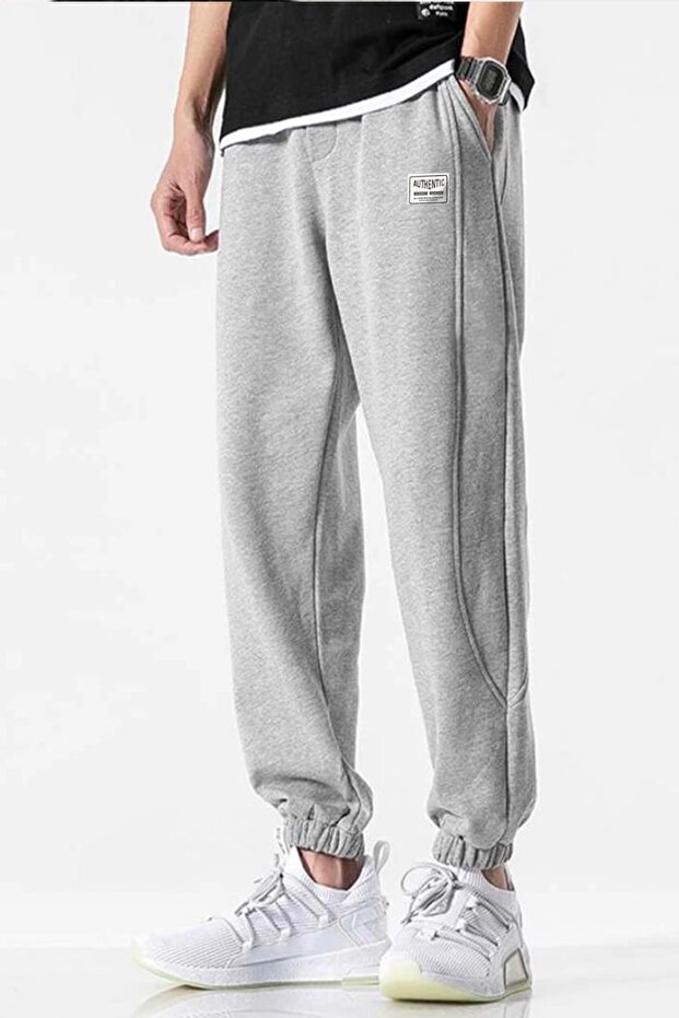 Men's Piece Gray Rubber Leg Seasonal Sweatpants.