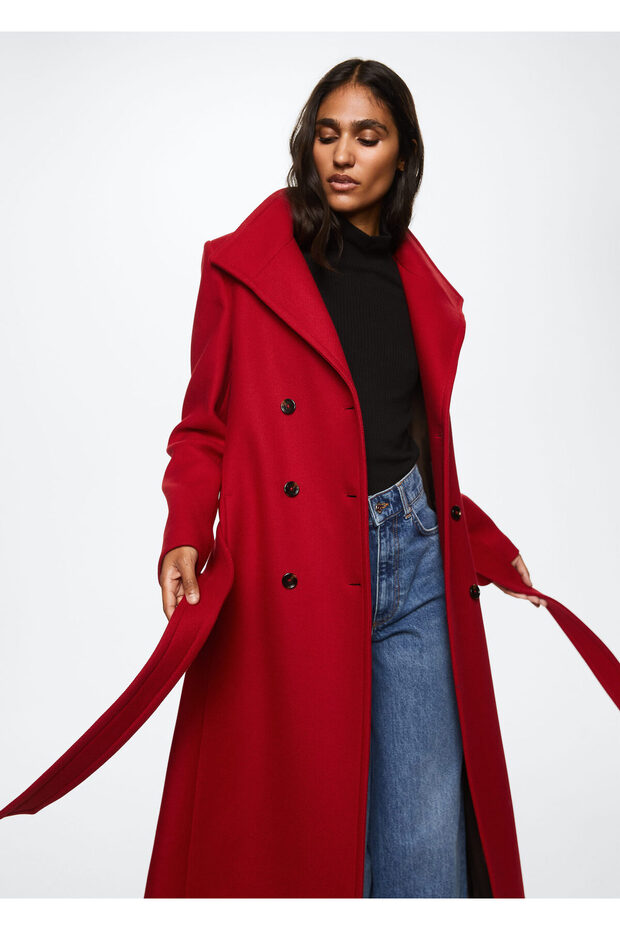 Czerwony płaszcz damski - 5