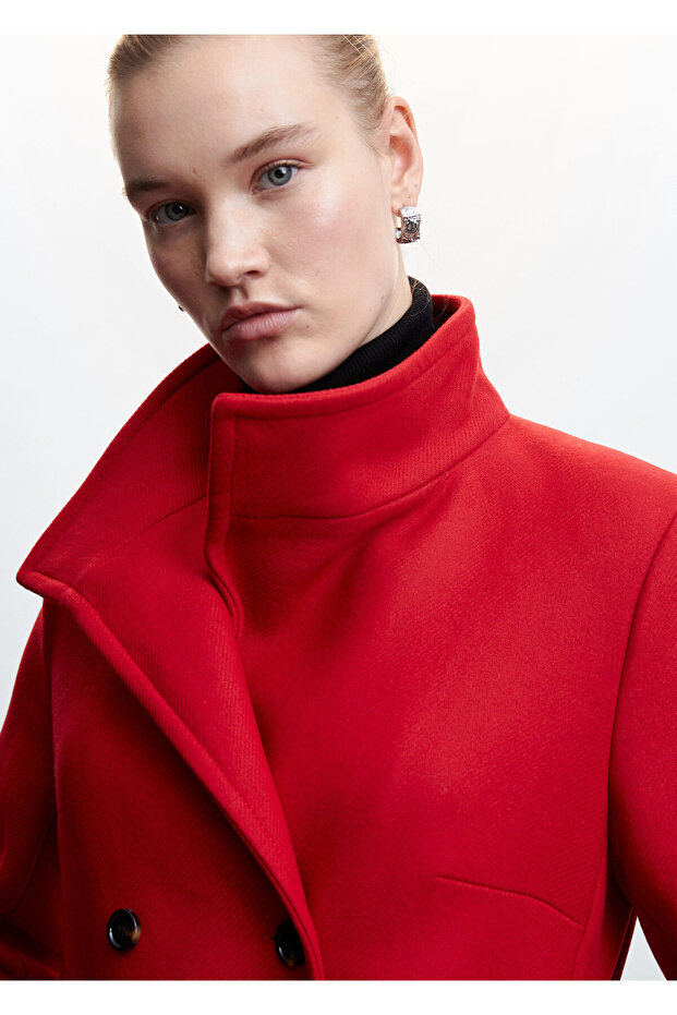 Czerwony płaszcz damski - 8