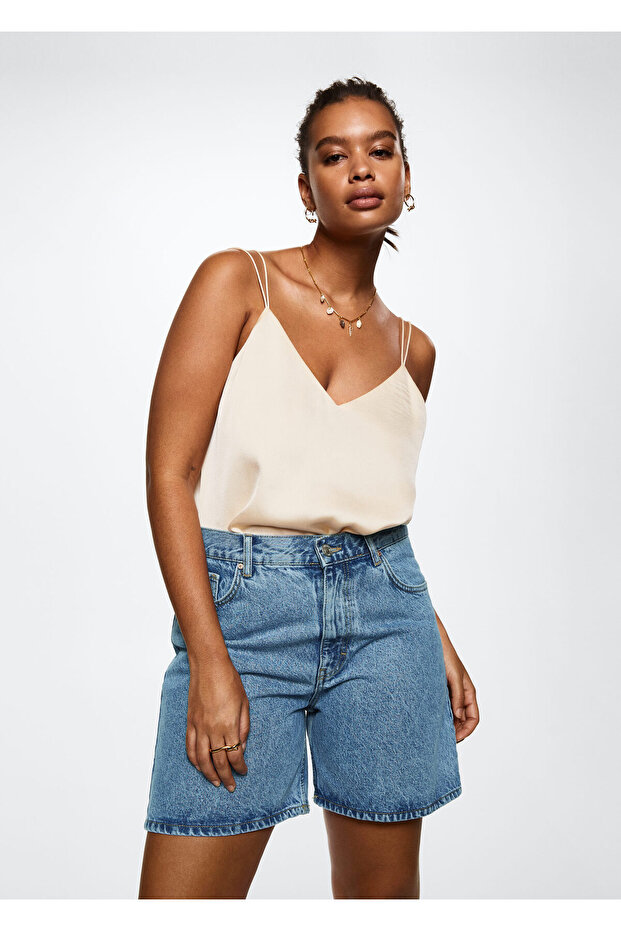 Kadın Donuk Mavi Şort & Bermuda - 8