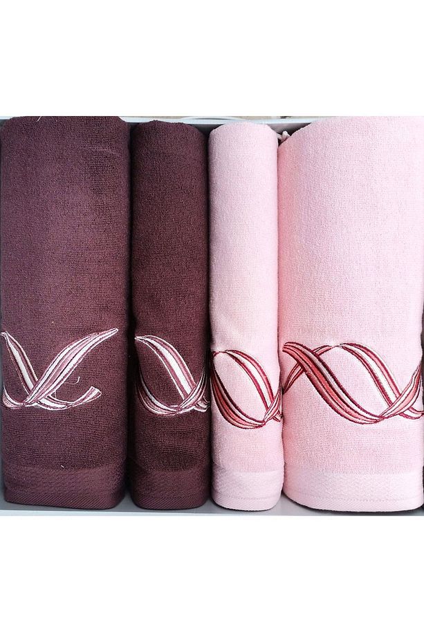 Pink Wave Best Set (Hamam Takımı) Bordo-Pembe - 1