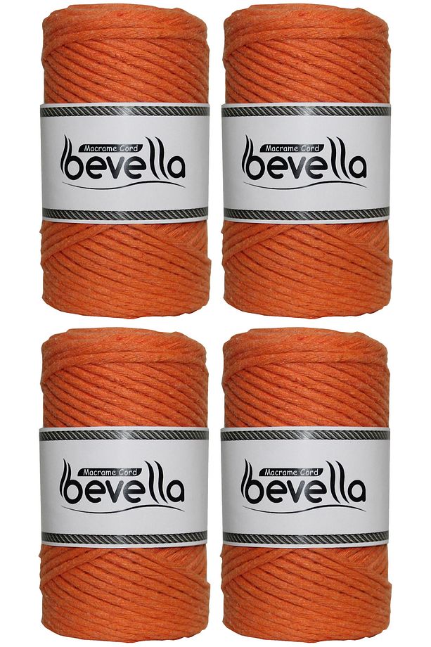 Taranan Makrome İpi Tek Büküm Taranabilir 3 mm ip Pamuk Makrome ipleri 1 kg (4X250 gr) - 1