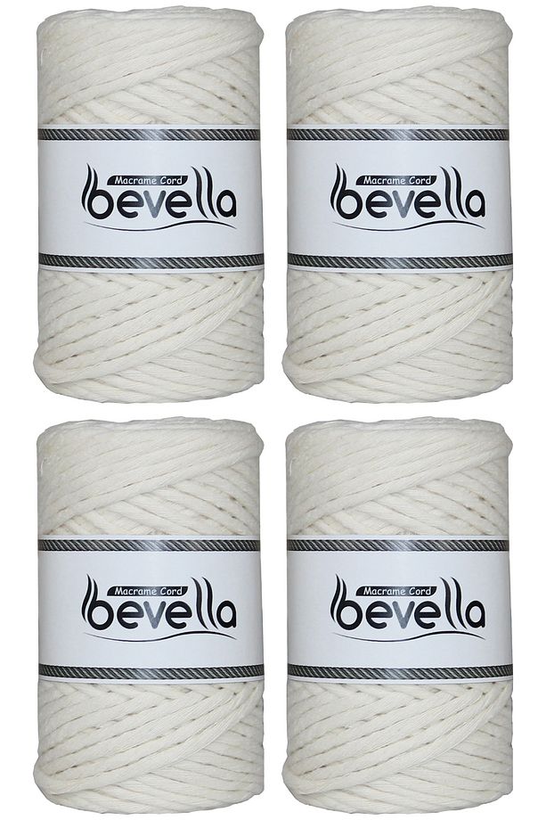 Taranan Makrome İpi Tek Büküm Taranabilir 3 mm ip Pamuk Makrome ipleri 1 kg (4X250 gr) - 1