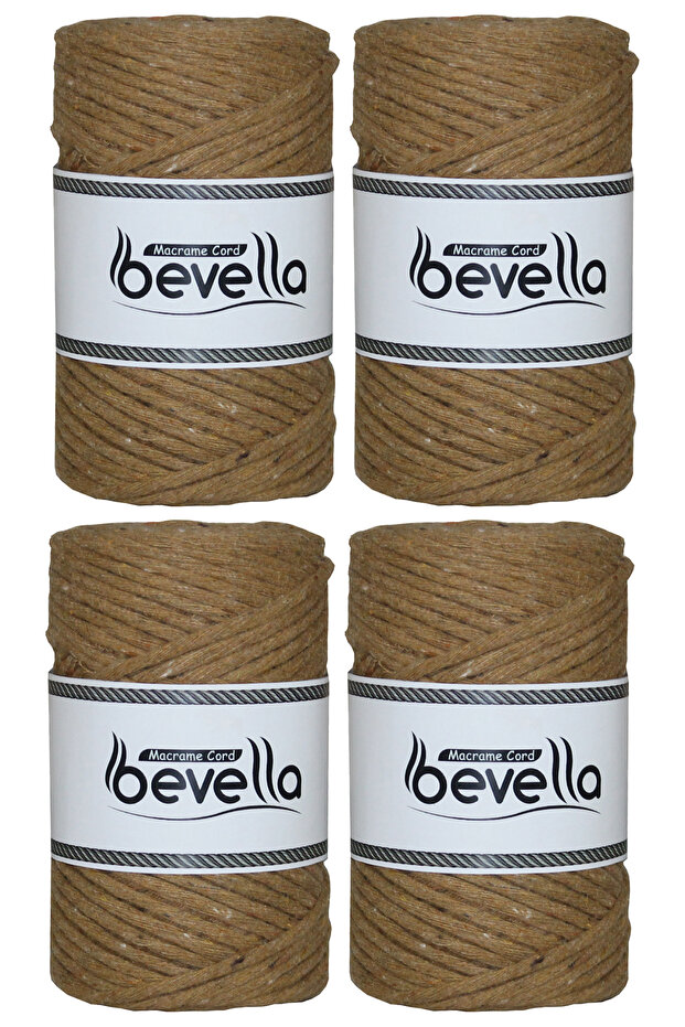 Single Twist Weaveable Macrame Cord 3mm 4 Pieces 250 Gr Tan