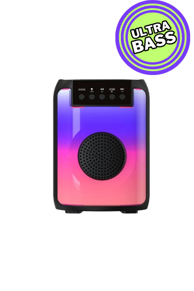 A + BASS Professional Taşınabilir Işıklı TF Kart USB Bluetooth AUX Girişli BT Speaker - 1