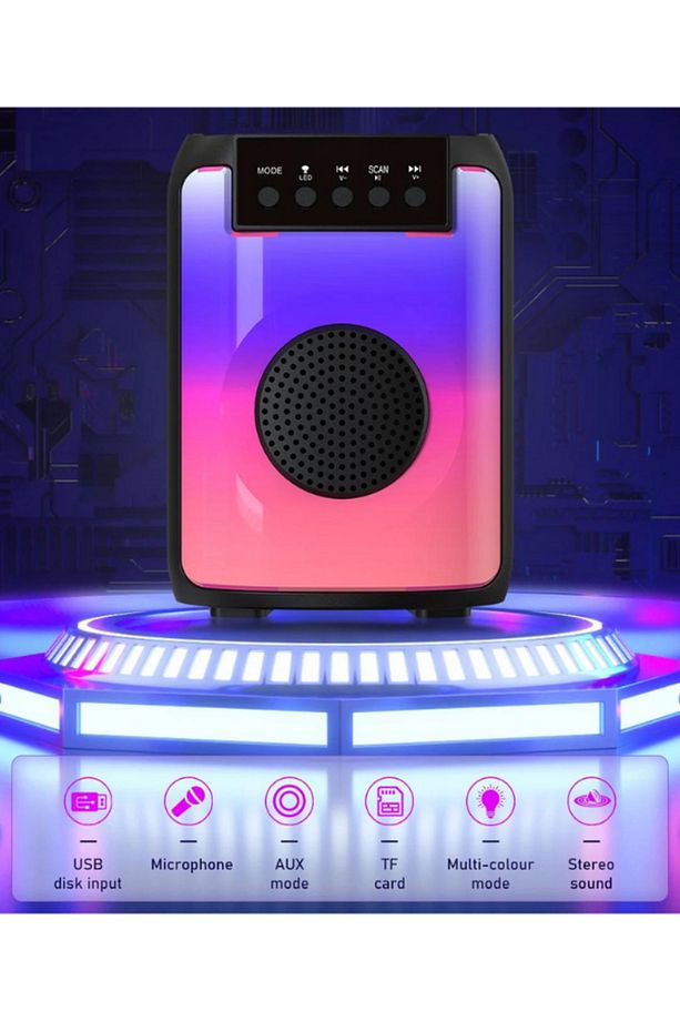 A + BASS Professional Taşınabilir Işıklı TF Kart USB Bluetooth AUX Girişli BT Speaker - 3
