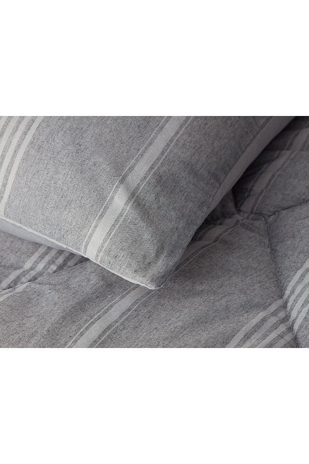 Modern Stripe Polycotton Tek Kişilik Uyku Seti Antrasit - 4