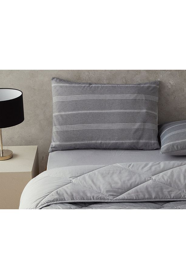 Modern Stripe Polycotton Tek Kişilik Uyku Seti Antrasit - 3
